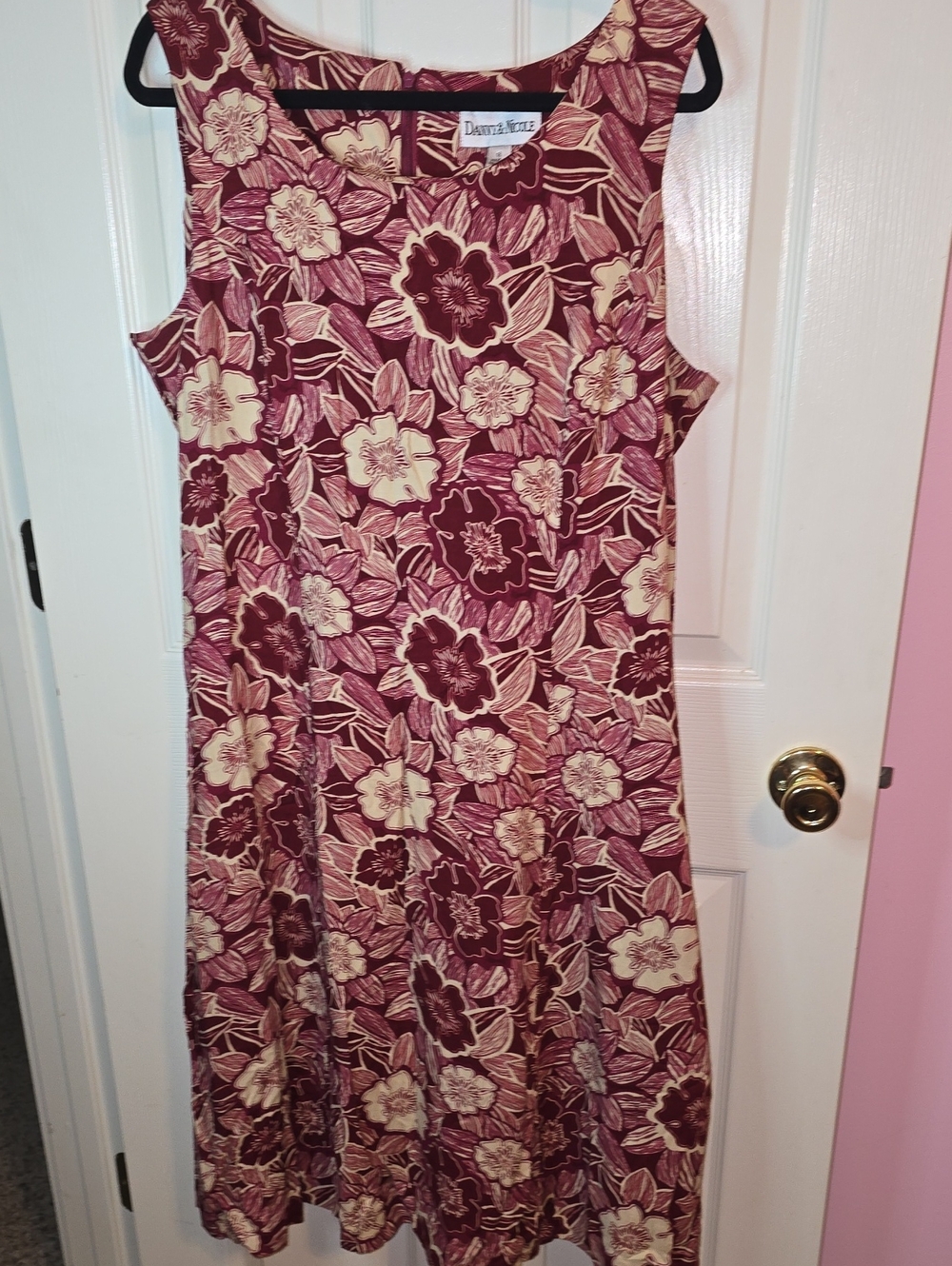 Danny & Nicole Burgundy and Cream Floral Midi Dress